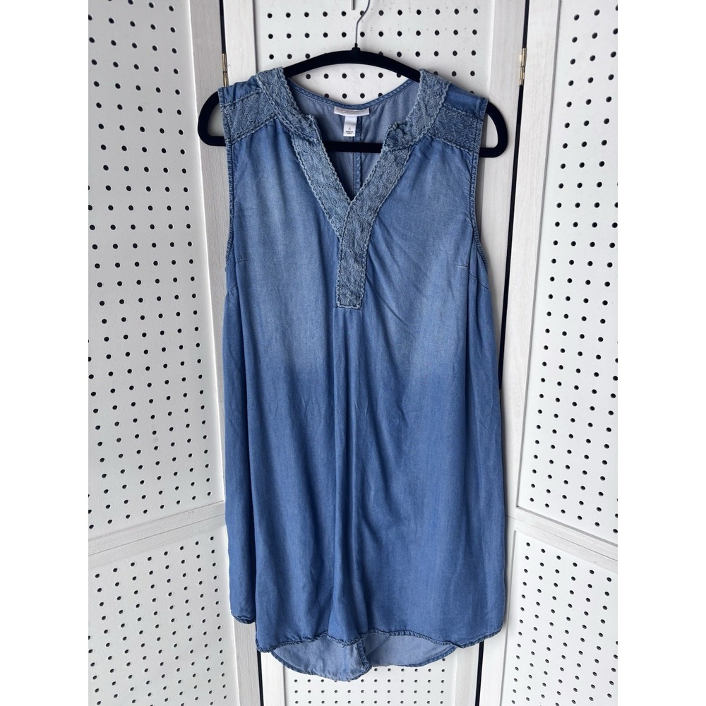 Liz Lange Maternity Chambray Sleeveless Tank Denim Dress Women's Small
